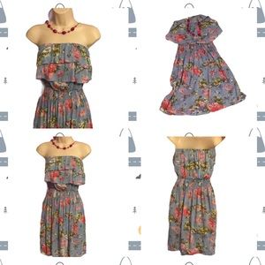 Small like new tube top dress in pretty blue &pink